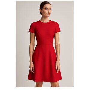 Alexander McQueen Red Viscose Skater Dress, Womens Size 42 Italy / US 6